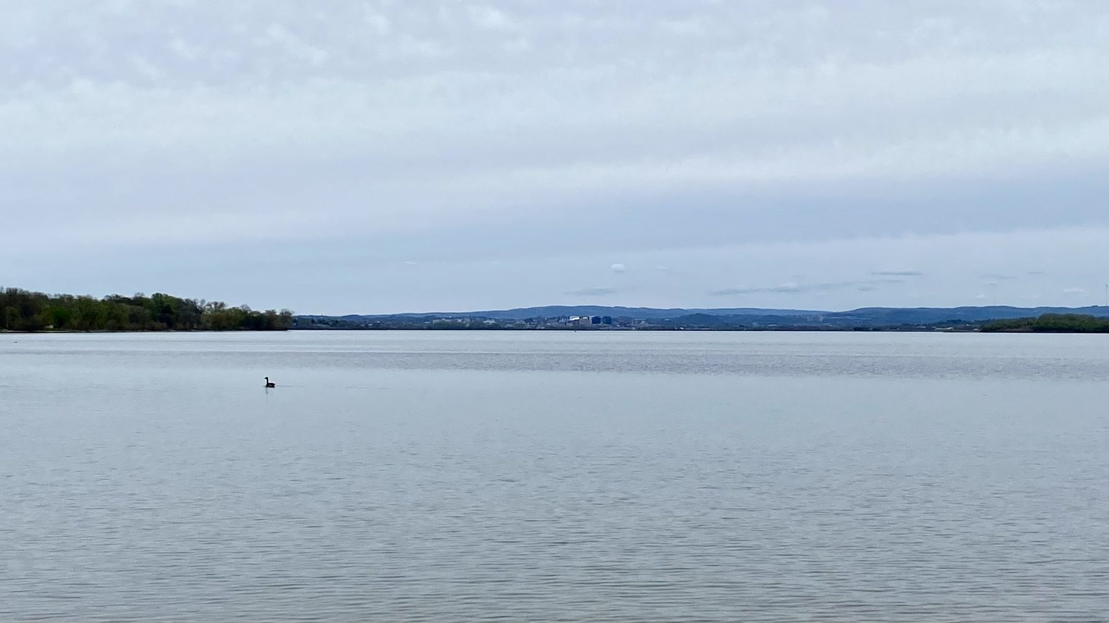 Syracuse skyline seen across Onondaga Lake from Willow Bay
