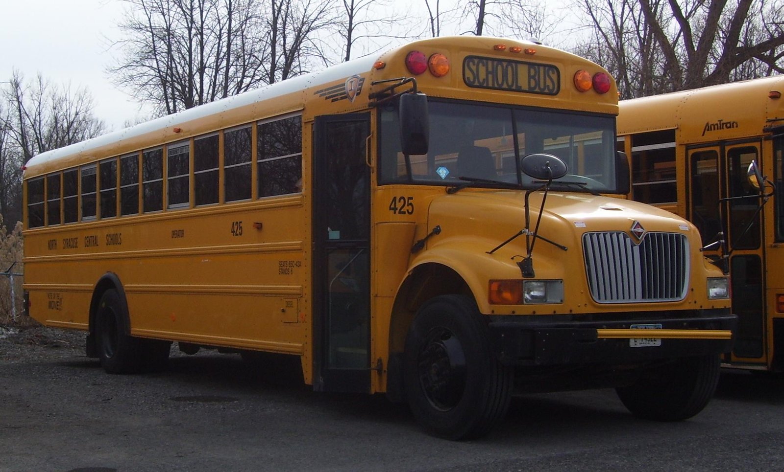 A school bus in the North Syracuse Central School District fleet yard